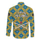 Buffalo Soldiers Christmas Long Sleeve Button Shirt Blue Yellow Plaid Parade Illustration Design - African Pride