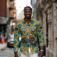 Buffalo Soldiers Christmas Long Sleeve Button Shirt Blue Yellow Plaid Parade Illustration Design - African Pride