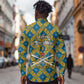 Buffalo Soldiers Christmas Long Sleeve Button Shirt Blue Yellow Plaid Parade Illustration Design - African Pride