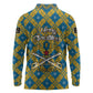 Buffalo Soldiers Christmas Long Sleeve Polo Shirt Blue Yellow Plaid Parade Illustration Design - African Pride