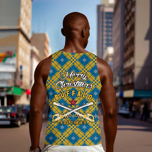 Buffalo Soldiers Christmas Men Tank Top Blue Yellow Plaid Parade Illustration Design - African Pride