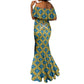 Buffalo Soldiers Christmas Mermaid Dress Blue Yellow Plaid Parade Illustration Design - African Pride