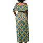 Buffalo Soldiers Christmas Off Shoulder Maxi Dress Blue Yellow Plaid Parade Illustration Design - African Pride