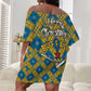 Buffalo Soldiers Christmas Off Shoulder Short Dress Blue Yellow Plaid Parade Illustration Design - African Pride