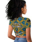 Buffalo Soldiers Christmas Raglan Cropped T shirt Blue Yellow Plaid Parade Illustration Design - African Pride