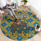 Buffalo Soldiers Christmas Round Carpet Blue Yellow Plaid Parade Illustration Design - African Pride
