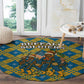 Buffalo Soldiers Christmas Round Carpet Blue Yellow Plaid Parade Illustration Design - African Pride