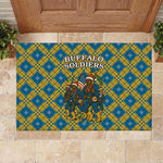 Buffalo Soldiers Christmas Rubber Doormat Blue Yellow Plaid Parade Illustration Design - African Pride