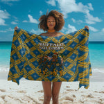 Buffalo Soldiers Christmas Sarong Blue Yellow Plaid Parade Illustration Design - African Pride