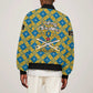 Buffalo Soldiers Christmas Sleeve Zip Bomber Jacket Blue Yellow Plaid Parade Illustration Design - African Pride