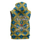 Buffalo Soldiers Christmas Sleeveless Hoodie Blue Yellow Plaid Parade Illustration Design - African Pride