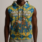 Buffalo Soldiers Christmas Sleeveless Zip Hoodie Blue Yellow Plaid Parade Illustration Design - African Pride