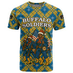 Buffalo Soldiers Christmas T shirt Blue Yellow Plaid Parade Illustration Design - African Pride