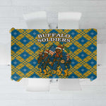 Buffalo Soldiers Christmas Tablecloth Blue Yellow Plaid Parade Illustration Design - African Pride