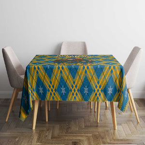 Buffalo Soldiers Christmas Tablecloth Blue Yellow Plaid Parade Illustration Design - African Pride