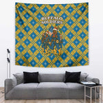 Buffalo Soldiers Christmas Tapestry Blue Yellow Plaid Parade Illustration Design - African Pride