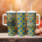 Buffalo Soldiers Christmas Tumbler With Handle Blue Yellow Plaid Parade Illustration Design - African Pride