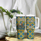 Buffalo Soldiers Christmas Tumbler With Handle Blue Yellow Plaid Parade Illustration Design - African Pride