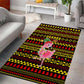 Uganda Christmas Area Rug Flamingo Lights Uganda Flag and Black Red Yellow - African Pride