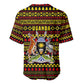 Uganda Christmas Baseball Jersey Flamingo Lights Uganda Flag and Black Red Yellow - African Pride