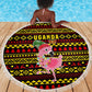 Uganda Christmas Beach Blanket Flamingo Lights Uganda Flag and Black Red Yellow - African Pride