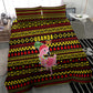 Uganda Christmas Bedding Set Flamingo Lights Uganda Flag and Black Red Yellow - African Pride