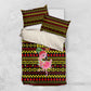 Uganda Christmas Bedding Set Flamingo Lights Uganda Flag and Black Red Yellow - African Pride