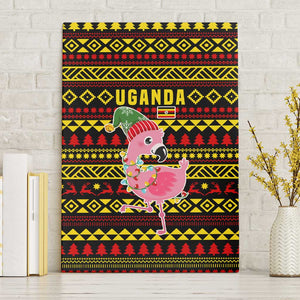 Uganda Christmas Canvas Wall Art Flamingo Lights Uganda Flag and Black Red Yellow - African Pride