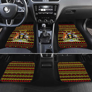 Uganda Christmas Car Mats Flamingo Lights Uganda Flag and Black Red Yellow - African Pride