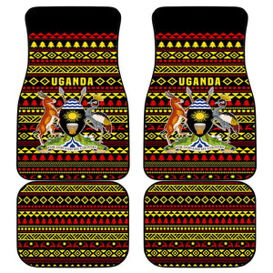 Uganda Christmas Car Mats Flamingo Lights Uganda Flag and Black Red Yellow - African Pride