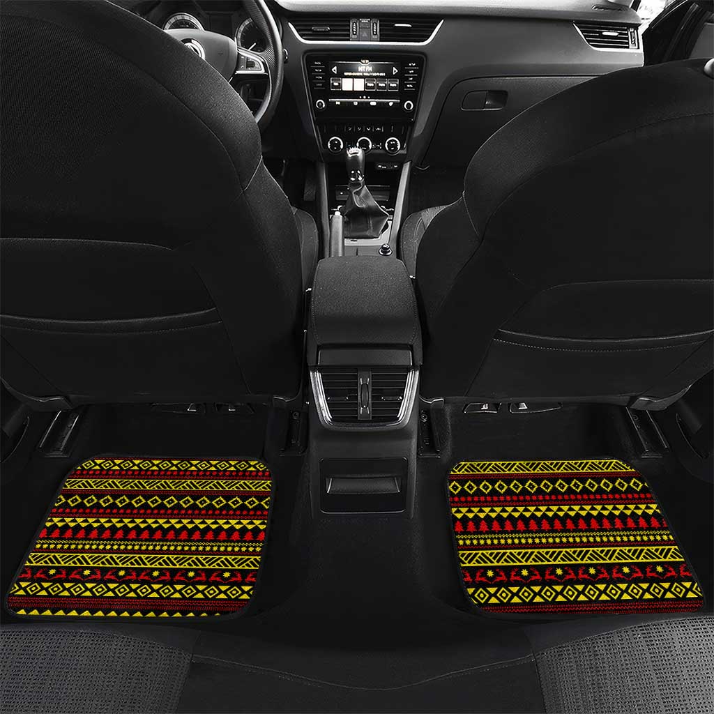 Uganda Christmas Car Mats Flamingo Lights Uganda Flag and Black Red Yellow - African Pride