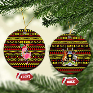 Uganda Christmas Ceramic Ornament Flamingo Lights Uganda Flag and Black Red Yellow - African Pride