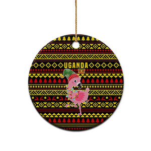 Uganda Christmas Ceramic Ornament Flamingo Lights Uganda Flag and Black Red Yellow - African Pride