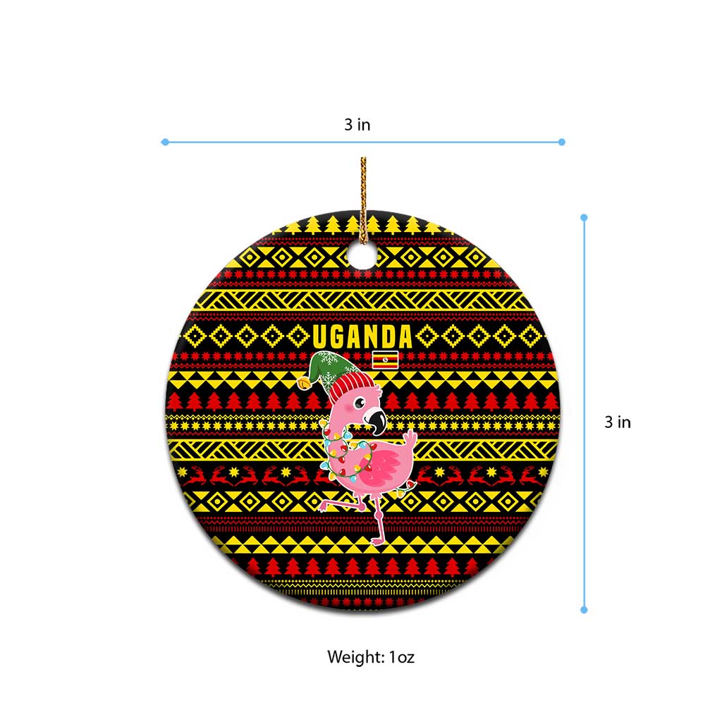 Uganda Christmas Ceramic Ornament Flamingo Lights Uganda Flag and Black Red Yellow - African Pride