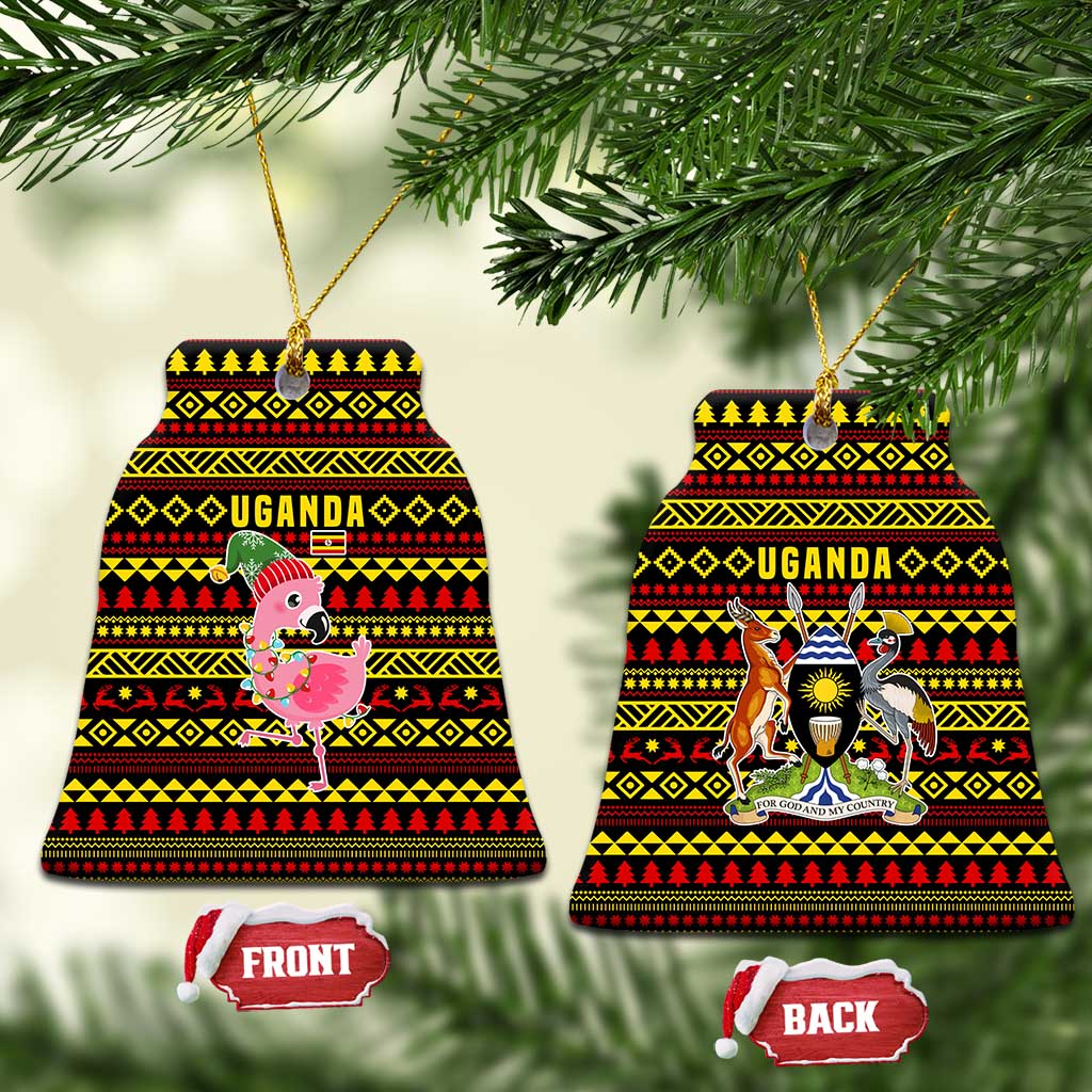 Uganda Christmas Ceramic Ornament Flamingo Lights Uganda Flag and Black Red Yellow - African Pride