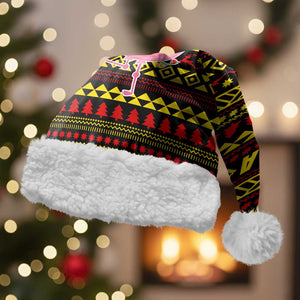 Uganda Christmas Santa Hat Flamingo Lights Uganda Flag and Black Red Yellow - African Pride