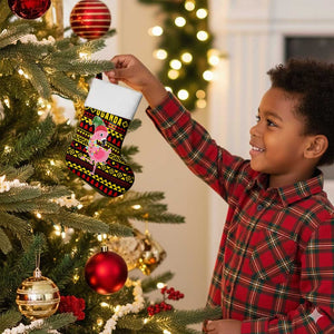 Uganda Christmas Stocking Flamingo Lights Uganda Flag and Black Red Yellow - African Pride