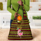 Uganda Christmas Grocery Bag Flamingo Lights Uganda Flag and Black Red Yellow - African Pride