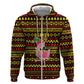 Uganda Christmas Hoodie Flamingo Lights Uganda Flag and Black Red Yellow - African Pride