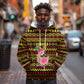 Uganda Christmas Hoodie Flamingo Lights Uganda Flag and Black Red Yellow - African Pride