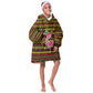 Uganda Christmas Kid Wearable Blanket Hoodie Flamingo Lights Uganda Flag and Black Red Yellow - African Pride