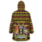 Uganda Christmas Kid Wearable Blanket Hoodie Flamingo Lights Uganda Flag and Black Red Yellow - African Pride