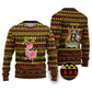 Uganda Christmas Ugly Christmas Sweater Flamingo Lights Uganda Flag and Black Red Yellow - African Pride