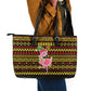 Uganda Christmas Leather Tote Bag Flamingo Lights Uganda Flag and Black Red Yellow - African Pride