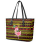 Uganda Christmas Leather Tote Bag Flamingo Lights Uganda Flag and Black Red Yellow - African Pride