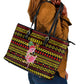 Uganda Christmas Leather Tote Bag Flamingo Lights Uganda Flag and Black Red Yellow - African Pride