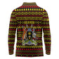 Uganda Christmas Long Sleeve Polo Shirt Flamingo Lights Uganda Flag and Black Red Yellow - African Pride