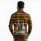 Uganda Christmas Long Sleeve Polo Shirt Flamingo Lights Uganda Flag and Black Red Yellow - African Pride
