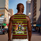 Uganda Christmas Men Tank Top Flamingo Lights Uganda Flag and Black Red Yellow - African Pride