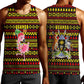 Uganda Christmas Men Tank Top Flamingo Lights Uganda Flag and Black Red Yellow - African Pride